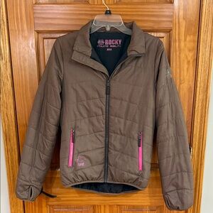 Rocky Brown Puffer Women’s Jacket with Pink Details
